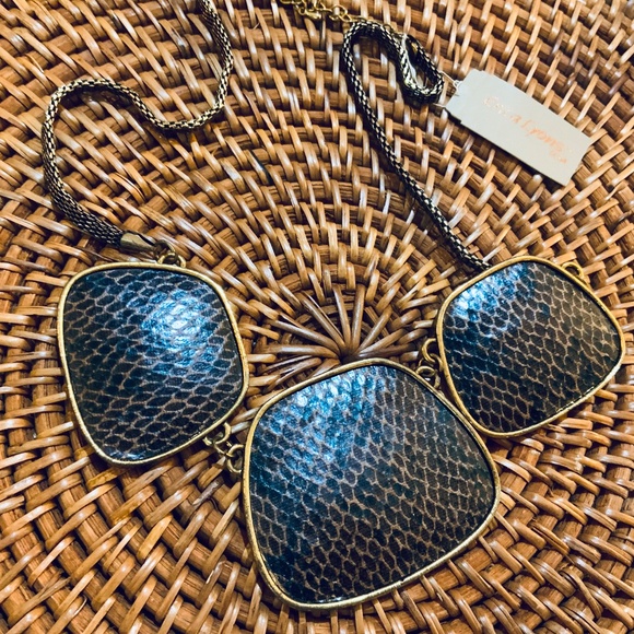 Unique ESPRESSO BROWN STATEMENT NECKLACE⭐️VINTAGE ERICA LYONS NWT LEATHER/METAL - Picture 8 of 8